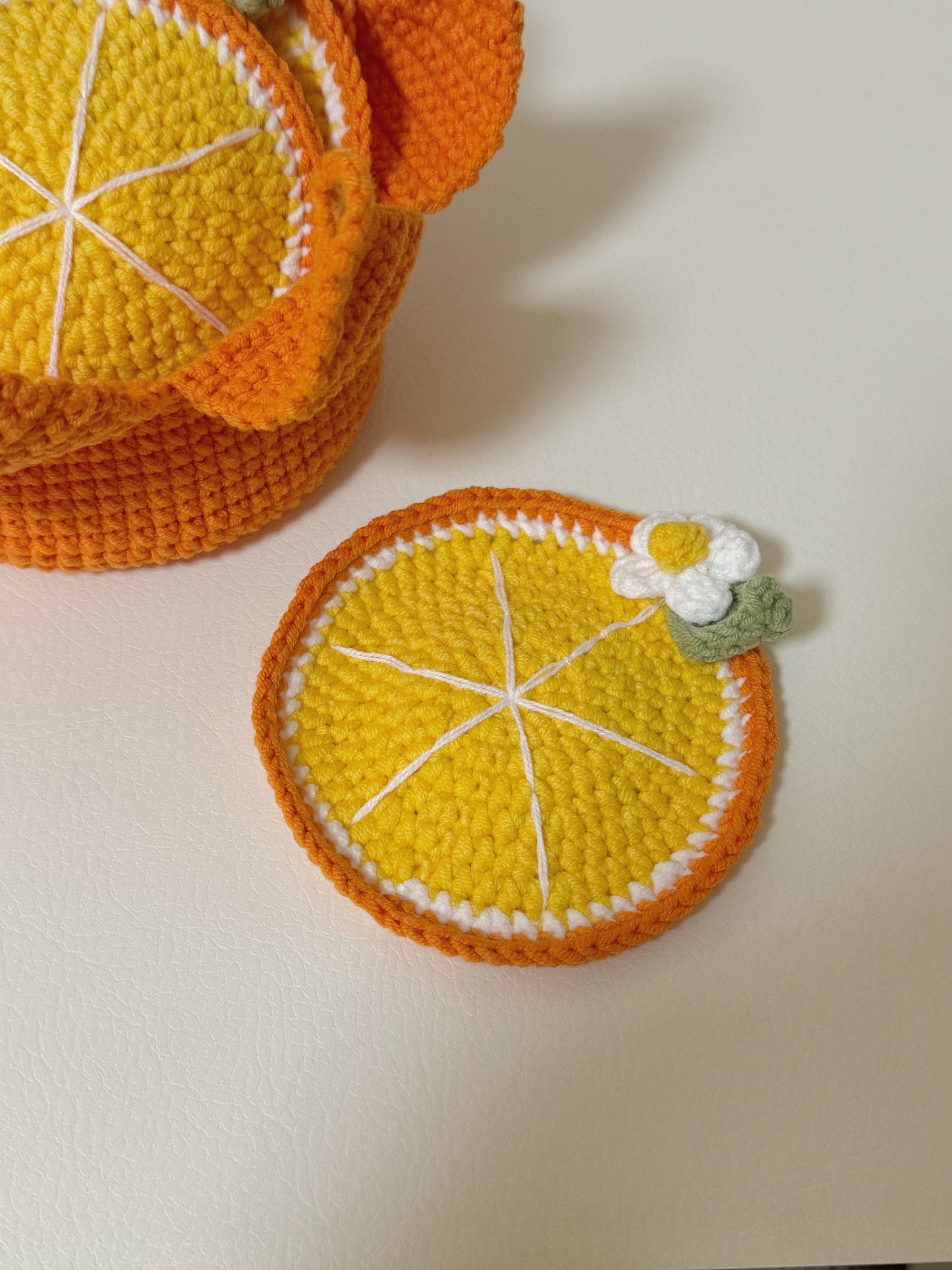 Crochet fruit coaster