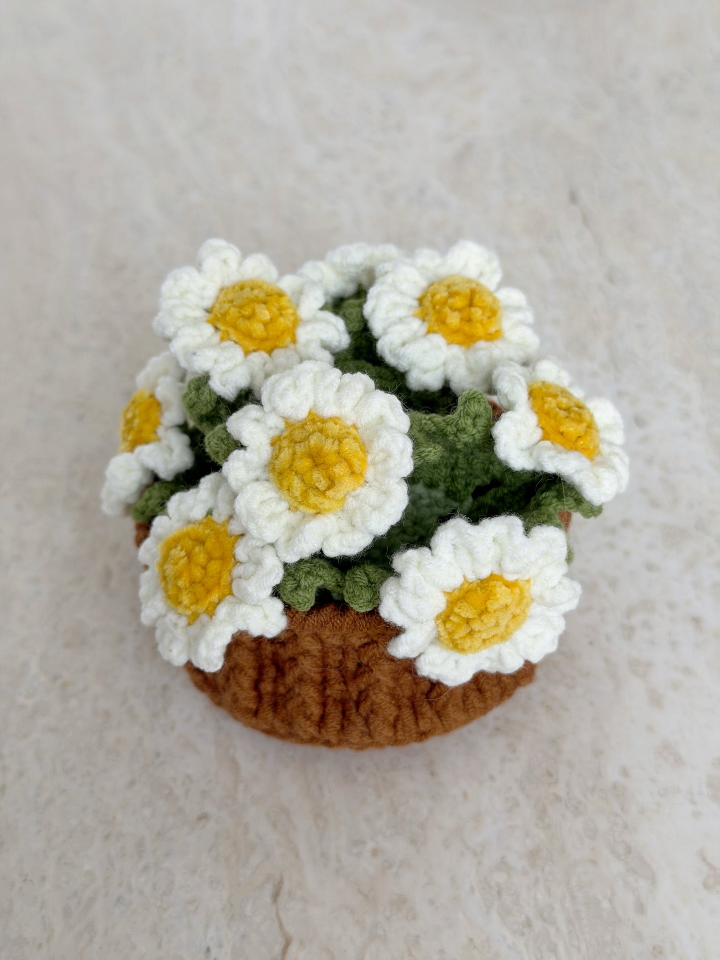 Crochet daisy flower pot coaster