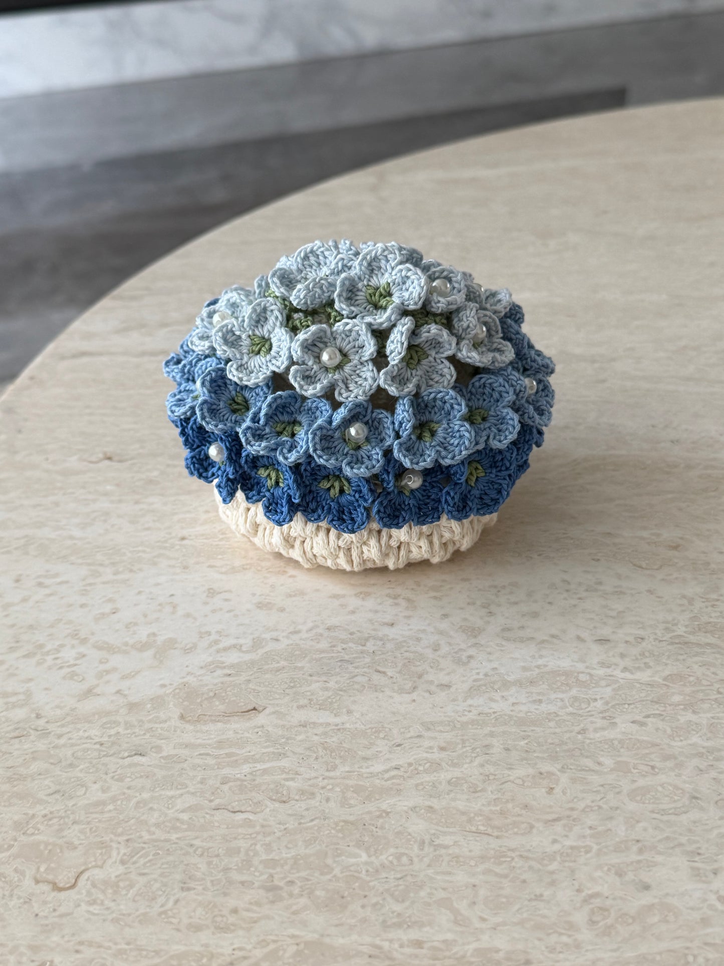 Blue hydrangea pot coaster set