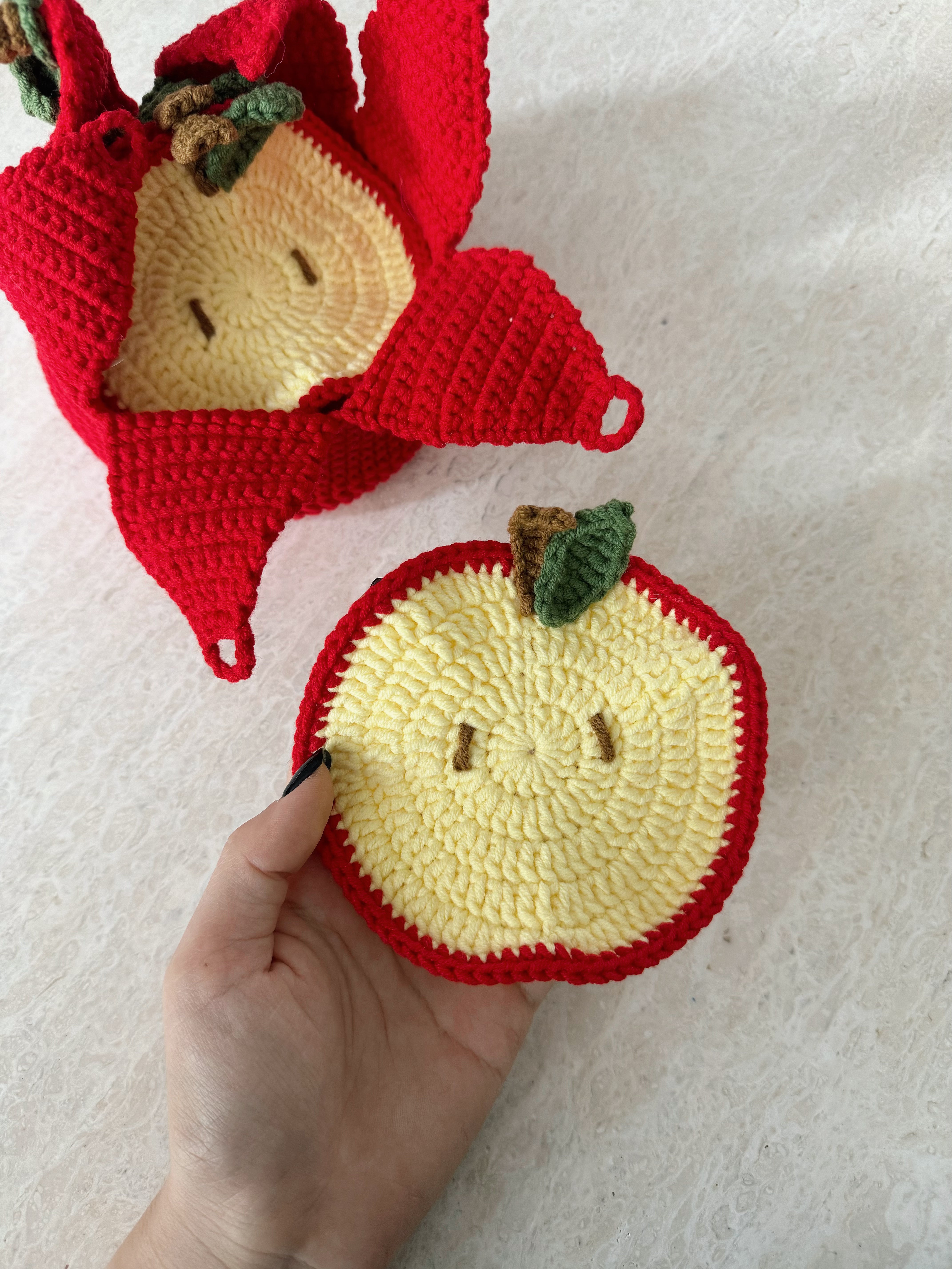 セドリックフードオーナメント Crochet fruit coaster set – Momotea