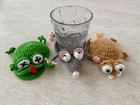 Easy Crochet Mouse Flipped over cup mat Pattern