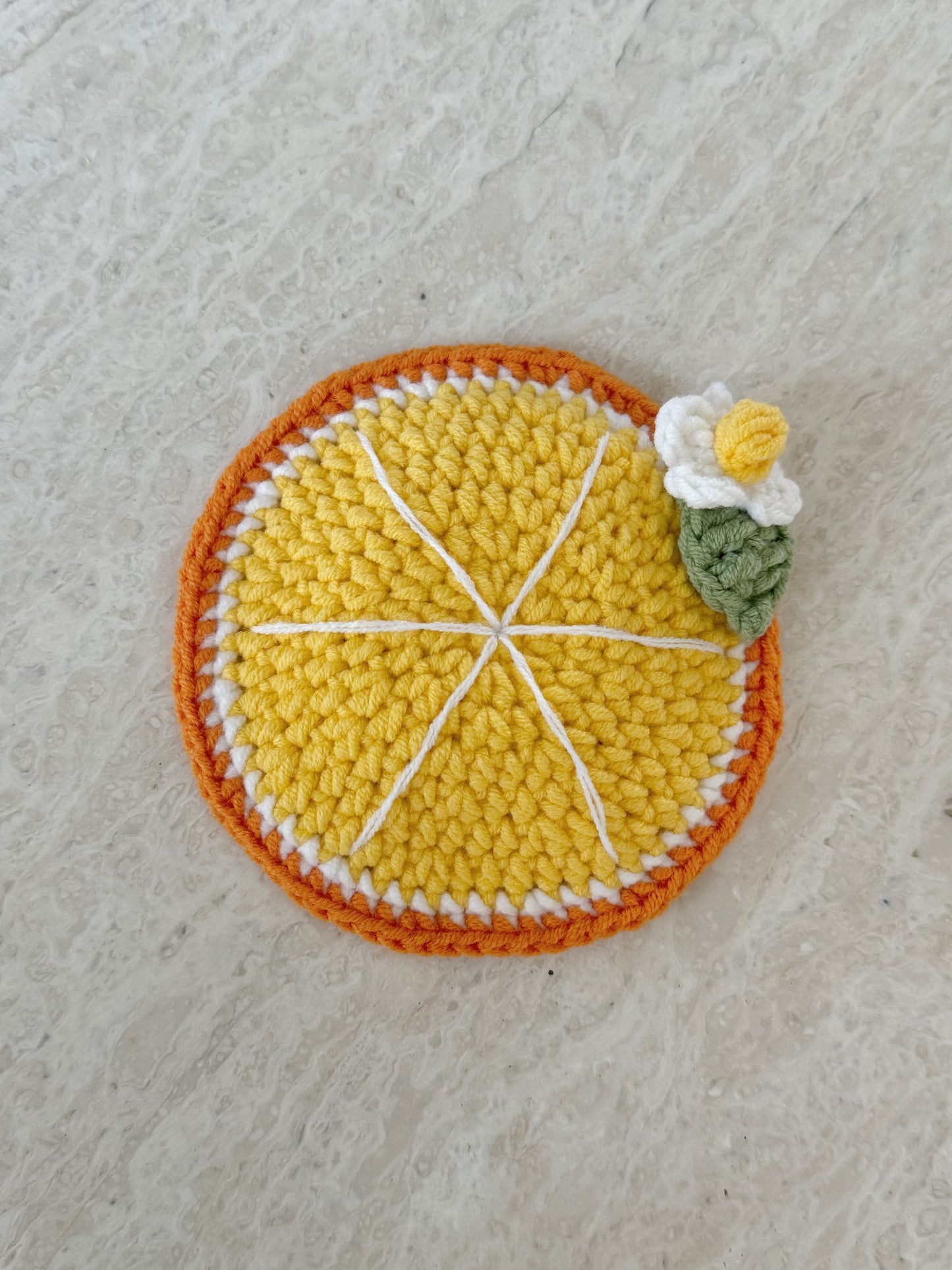 Crochet fruit coaster
