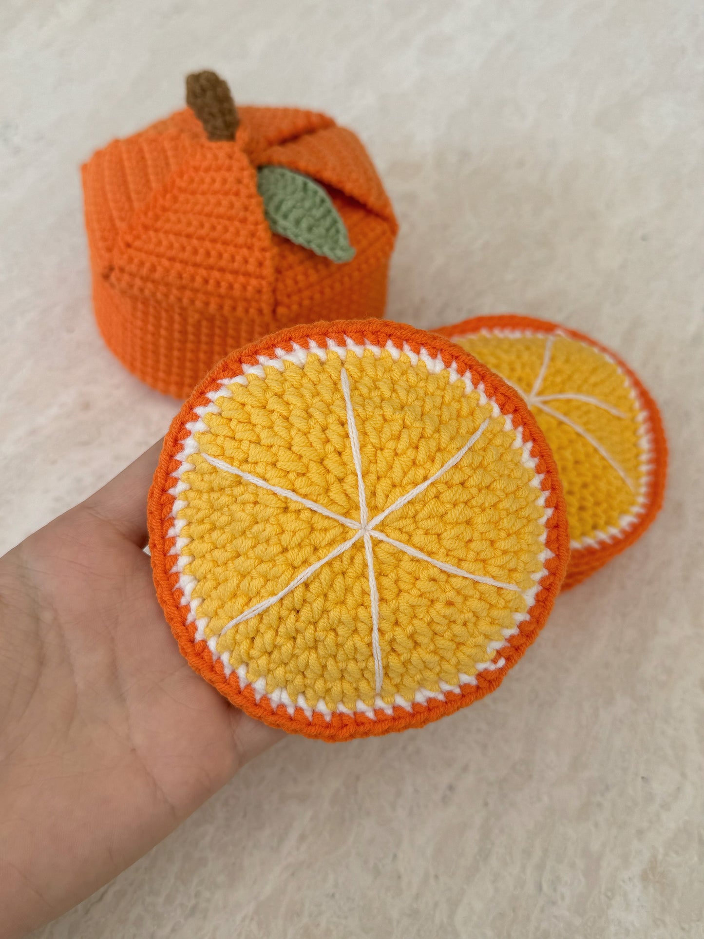 Crochet fruit coaster