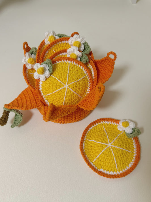 Crochet fruit coaster