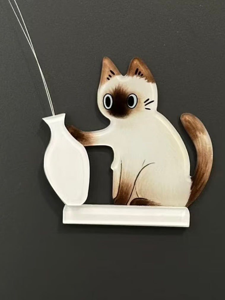 Cat & vase magnetic whisker holder | Creative fridge magnet decor