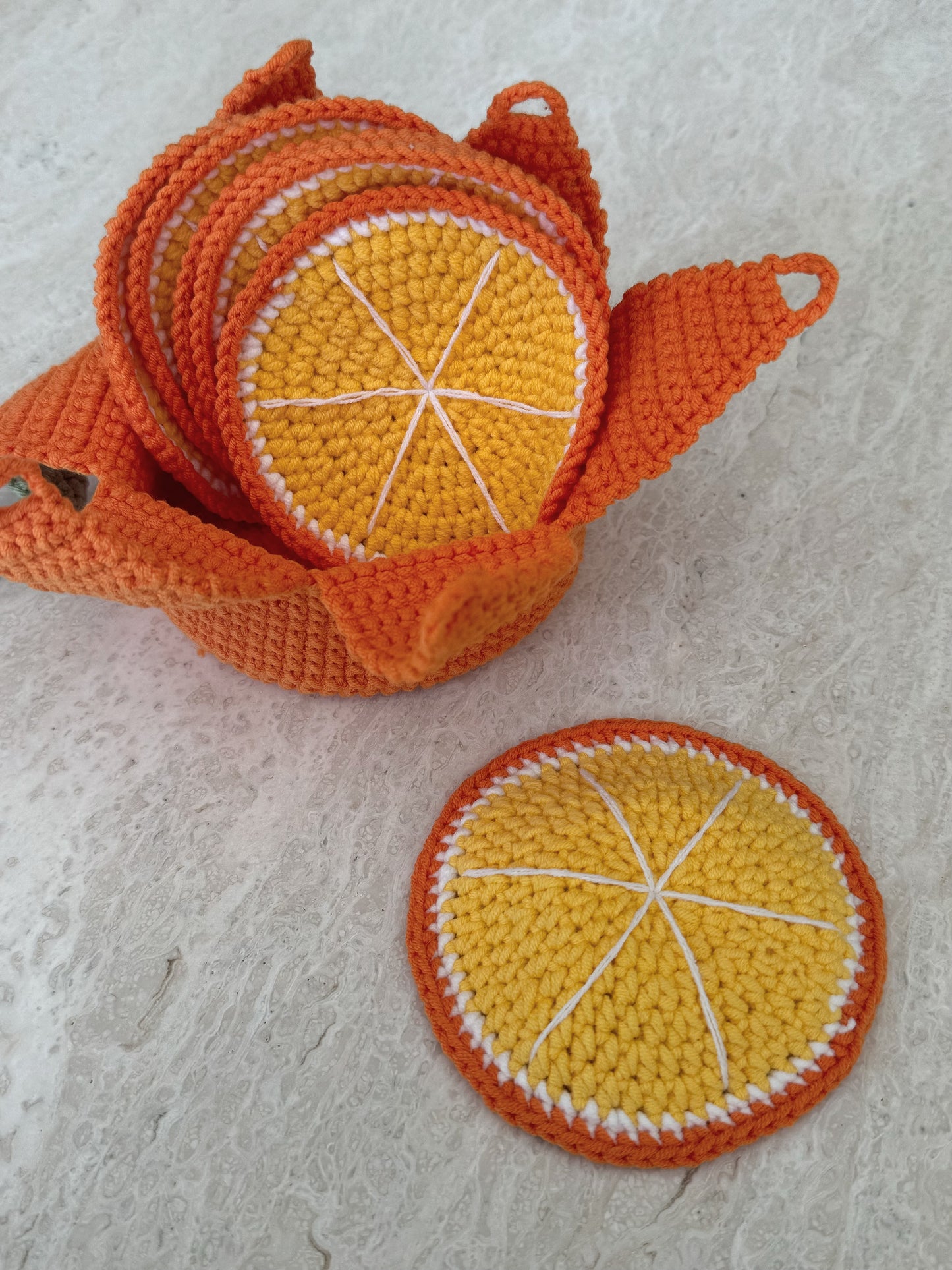 Crochet fruit coaster