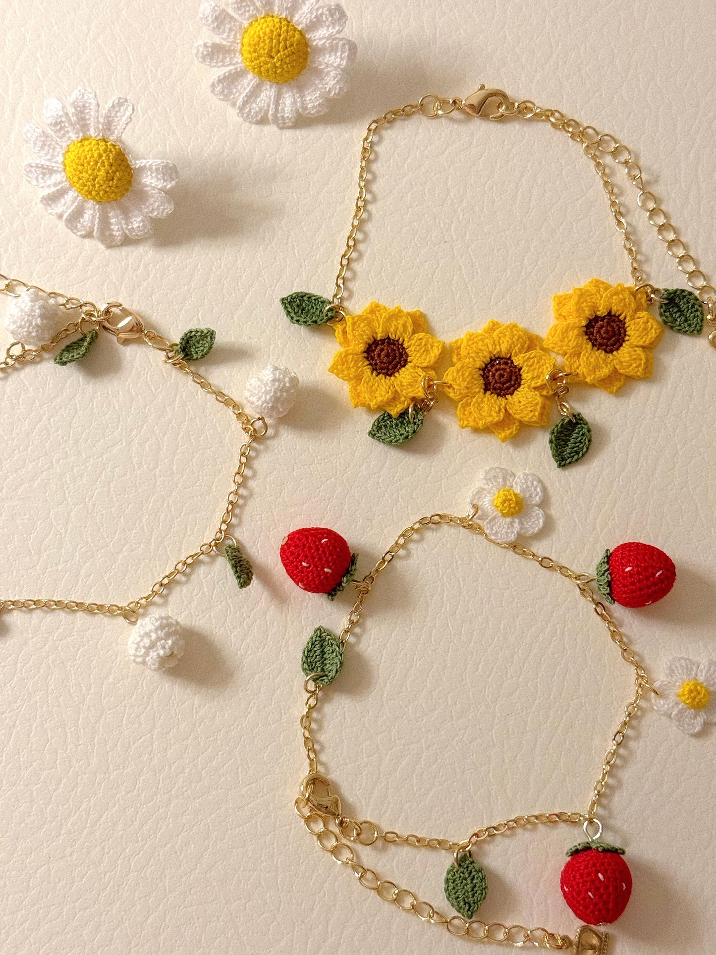 crochet flower bracelet