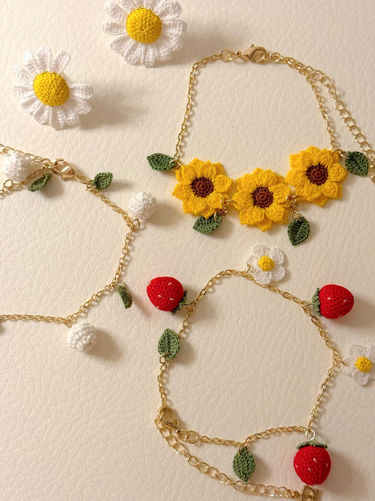 crochet flower bracelet