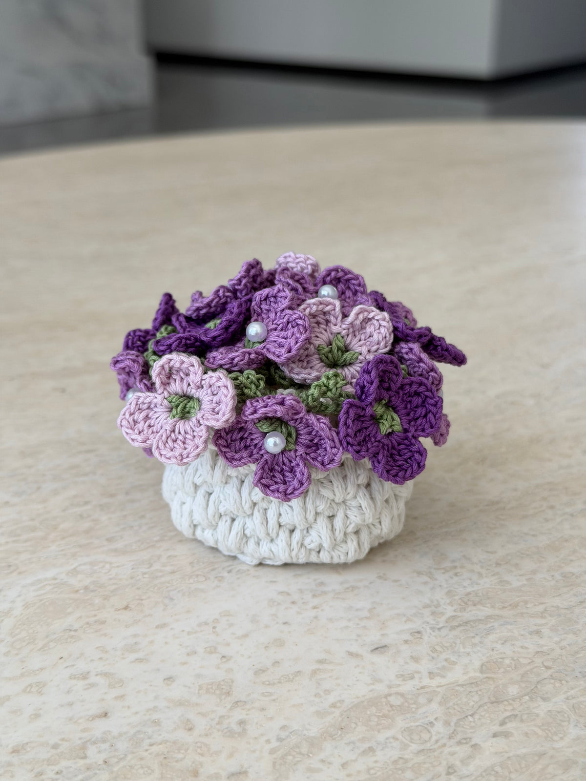 Purple hydrangea pot coaster set