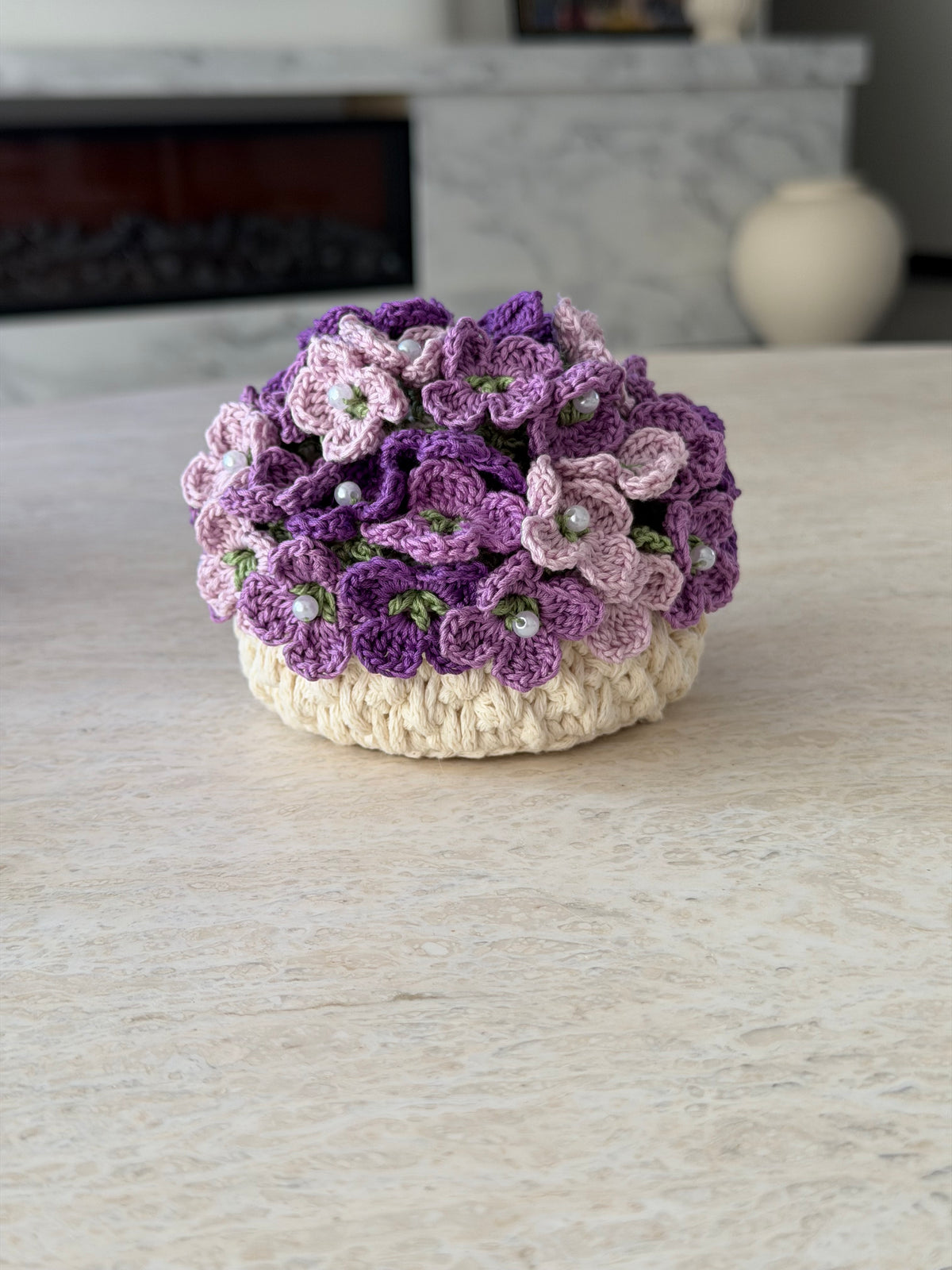 Purple hydrangea pot coaster set