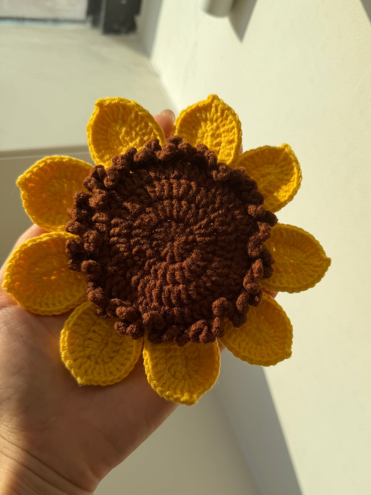 Handmade crochet sunflower coasters set