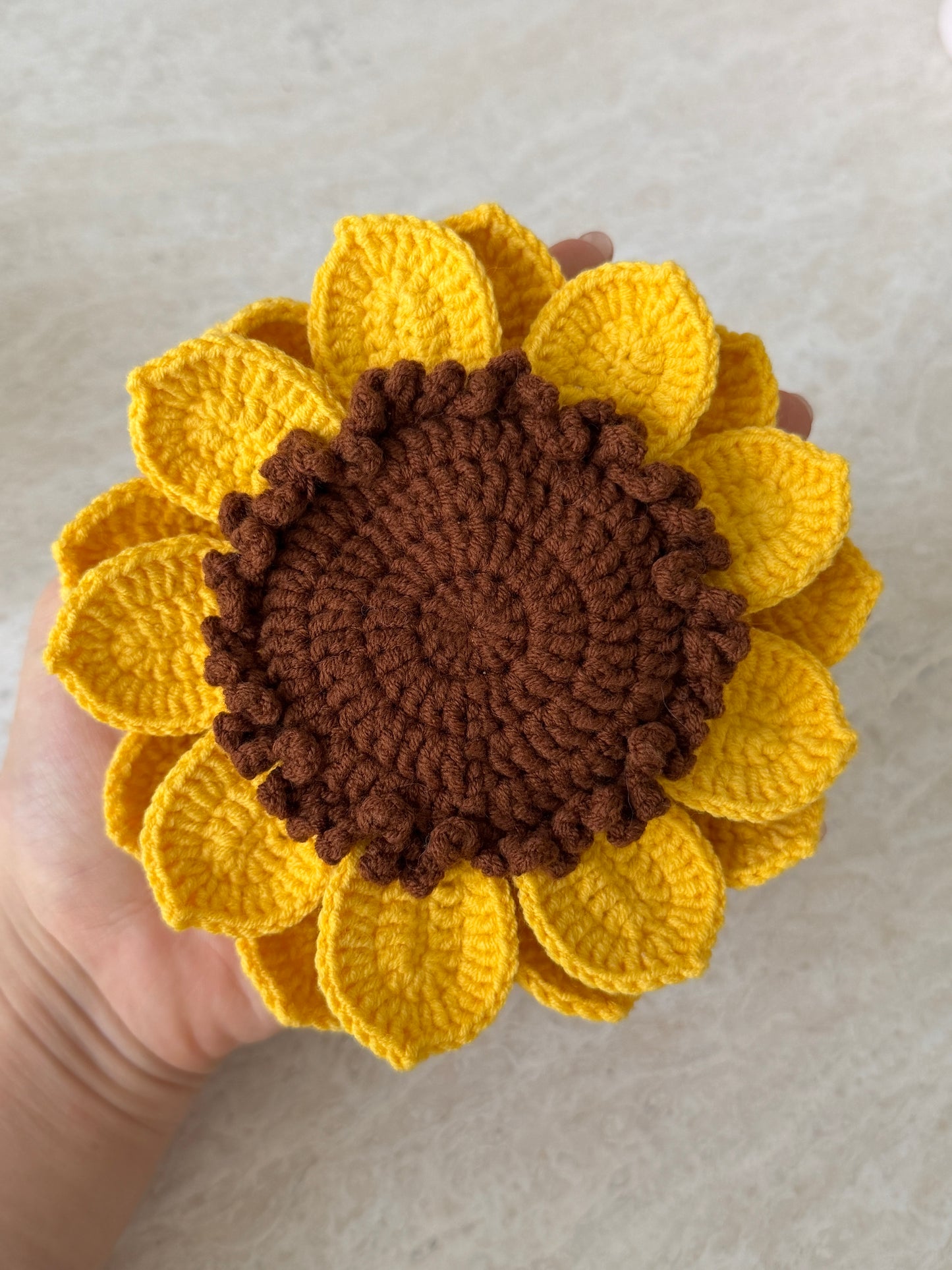 Handmade crochet sunflower coasters set