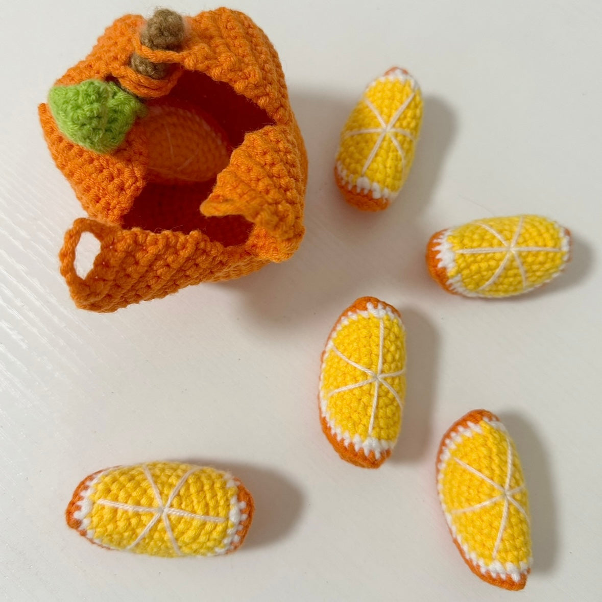 Crochet fruit toys peelable orange/apple/banana/durian toy