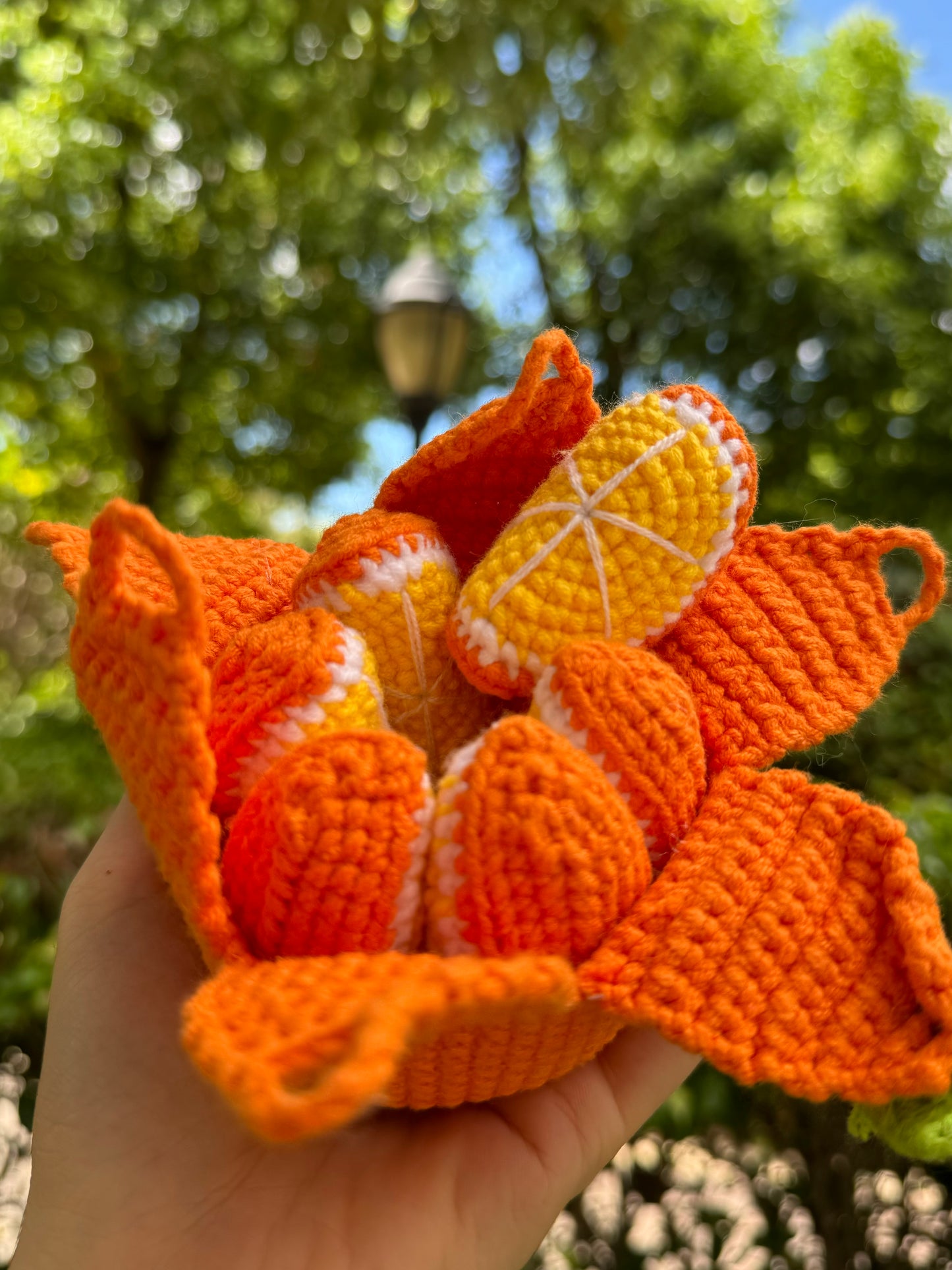 Crochet fruit toys peelable orange/apple/banana/durian toy