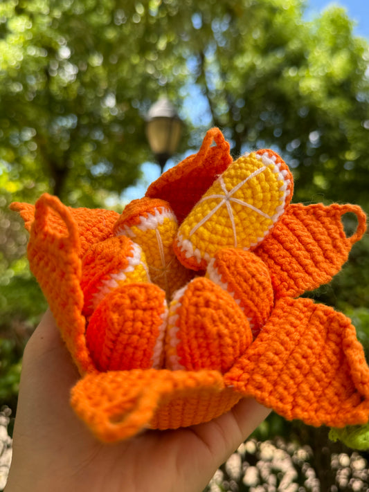 Crochet fruit toys peelable orange/apple/banana/durian toy