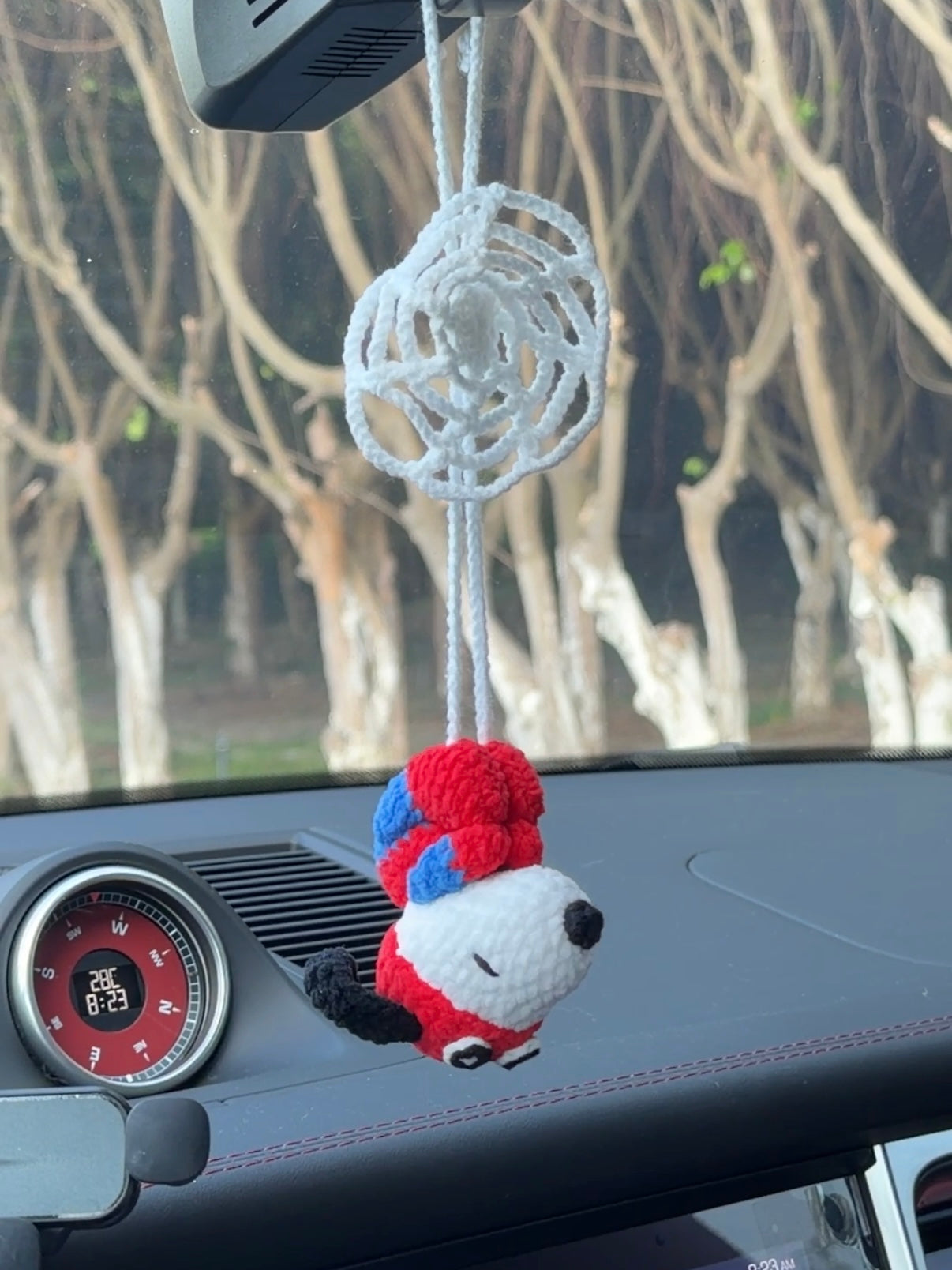 Spider version with stretchy web car hanging & bag charm