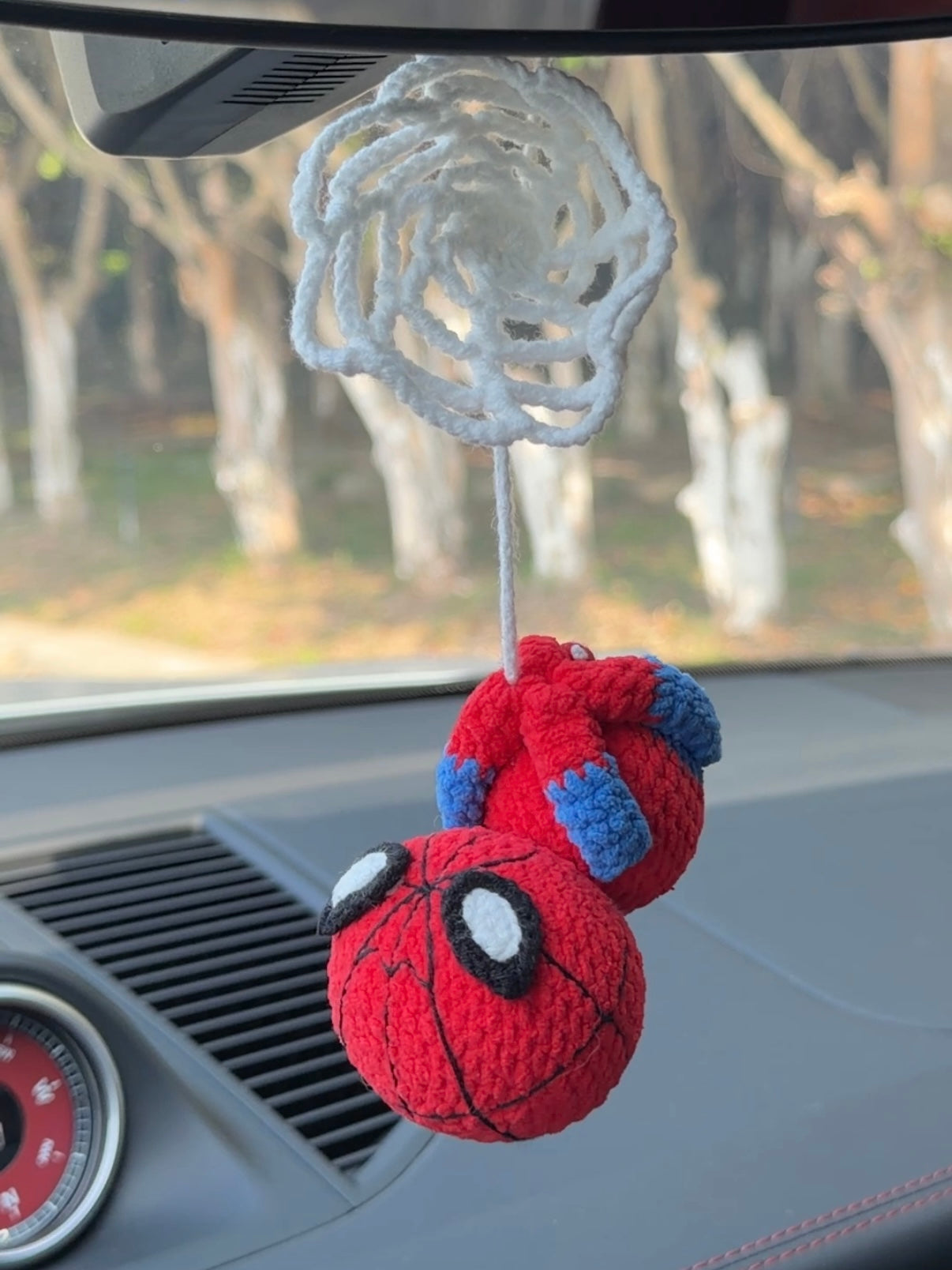 Spider version with stretchy web car hanging & bag charm