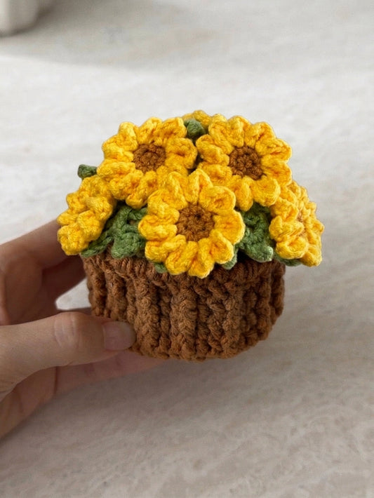 Crochet sunflower pot coaster