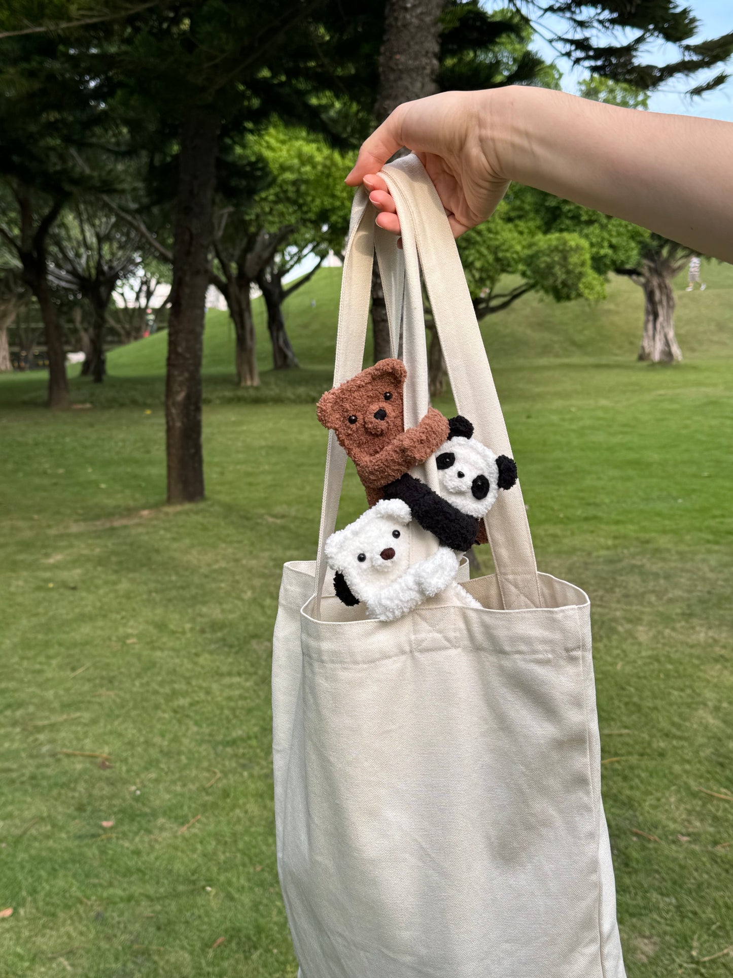 Handmade crochet bear airpods case